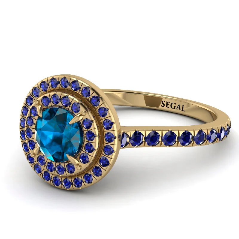 Double Halo Blue Topaz Ring - Zoey No. 513