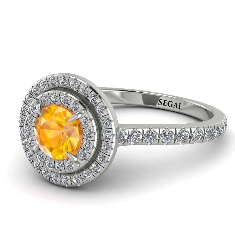 Double Halo Yellow Diamond Ring - Zoey No. 1003