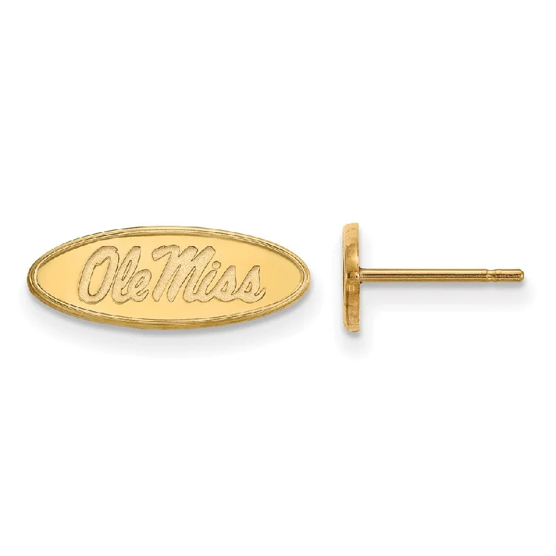 Casual Silver Earrings-14k Yellow Gold University of Mississippi XS (Tiny) Logo Post Earrings