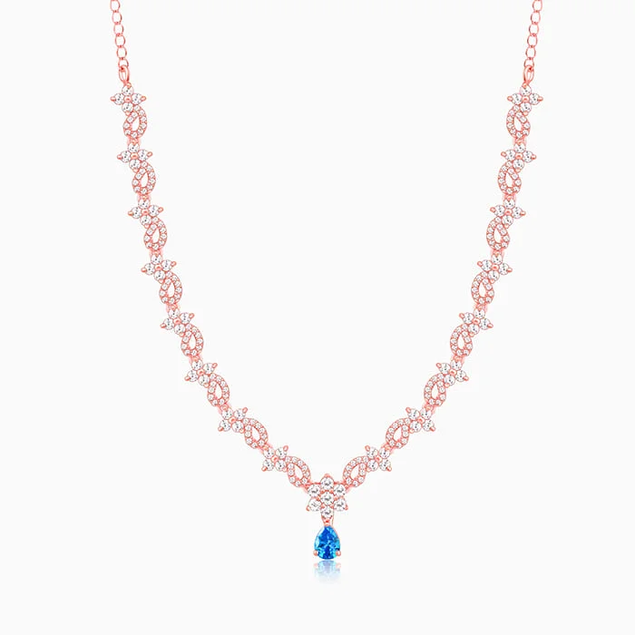 Unique Chain Necklace-Rose Gold Blue Moon Necklace