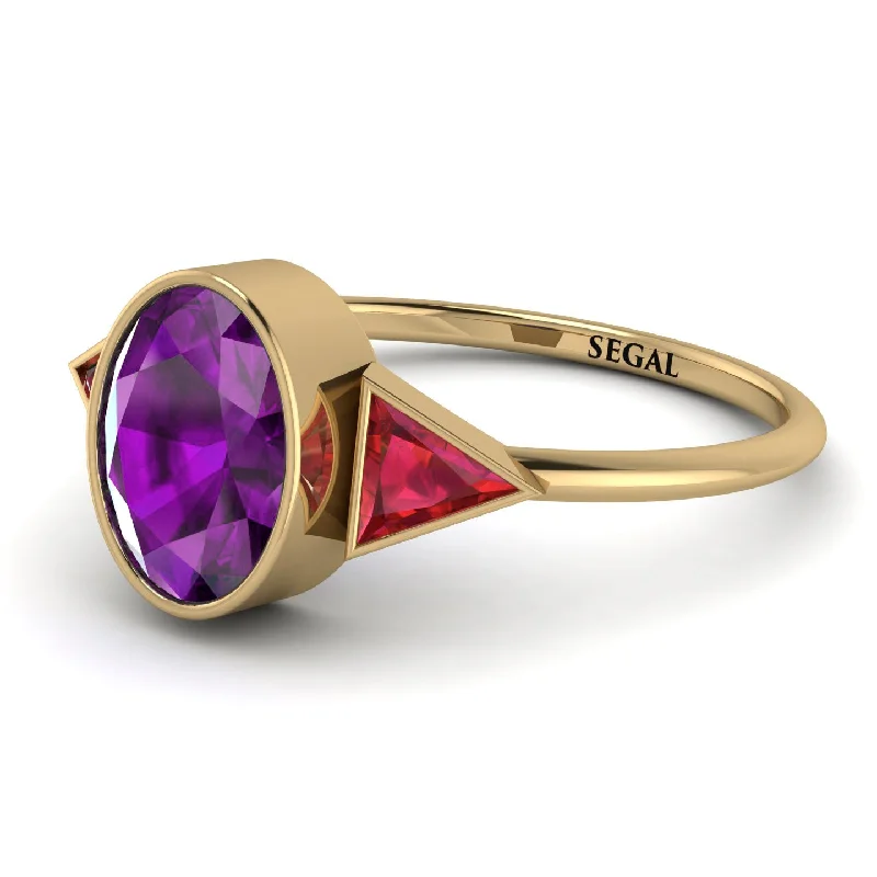 Geometrical Bezel Amethyst Ring - Trinity No. 310