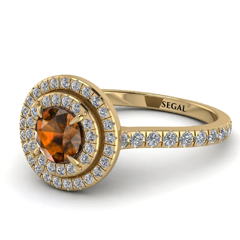 Double Halo Brown Diamond Ring - Zoey No. 1101