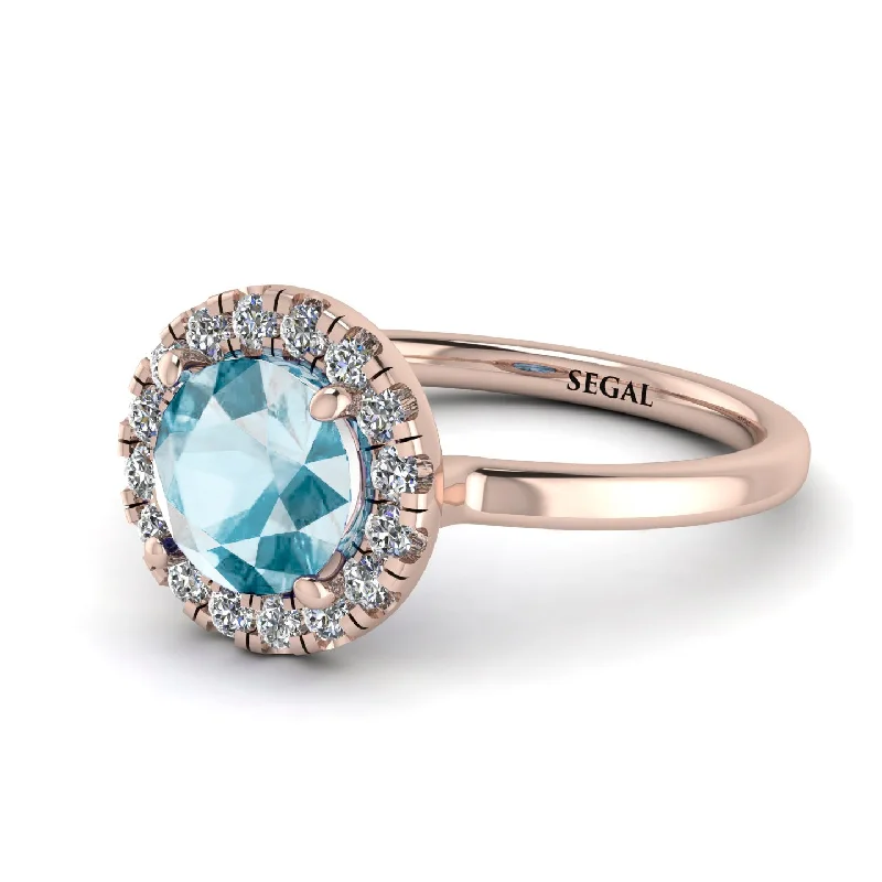 1ct Round Aquamarine Engagement Ring - Natalia No. 402