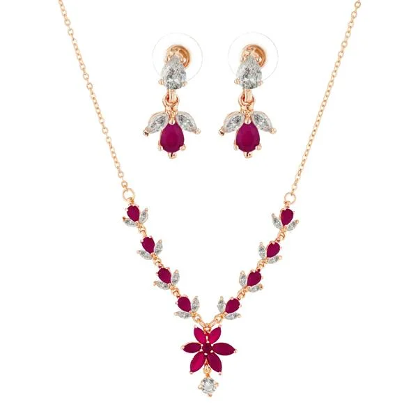 Multi-Strand Necklace-Suhagan Ruby And AD Stone Gold Plated Necklace Set - FBE0026B