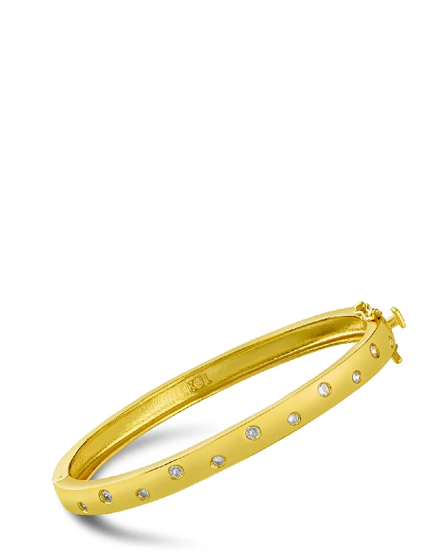 Adjustable Gold Bangles-Scattered CZ Bangle