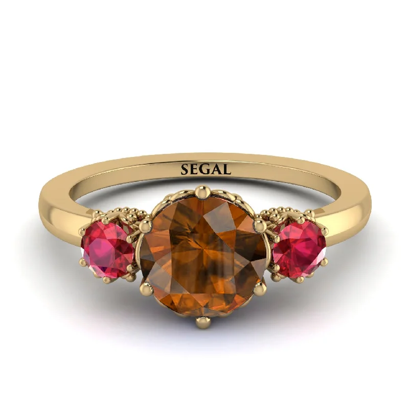 Classic 3 Stone Brown Diamond Engagement Ring - Sofia No. 1110