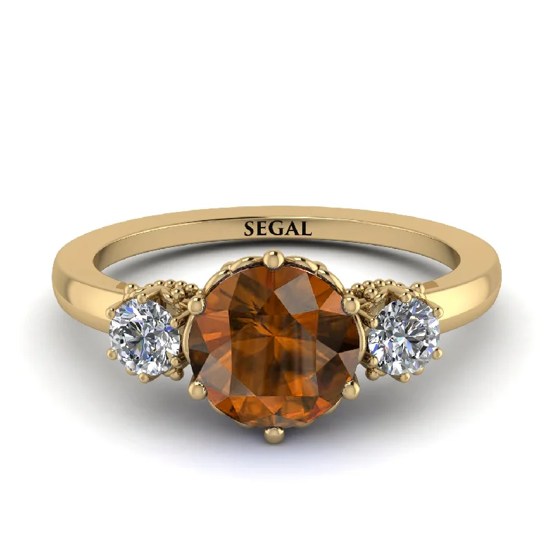 Classic 3 Stone Brown Diamond Engagement Ring - Sofia No. 1101