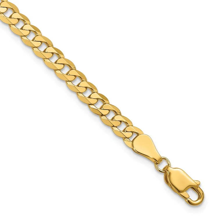 Stackable Charm Bracelets-14K 7 inch 4.75mm Flat Beveled Curb with Lobster Clasp Bracelet