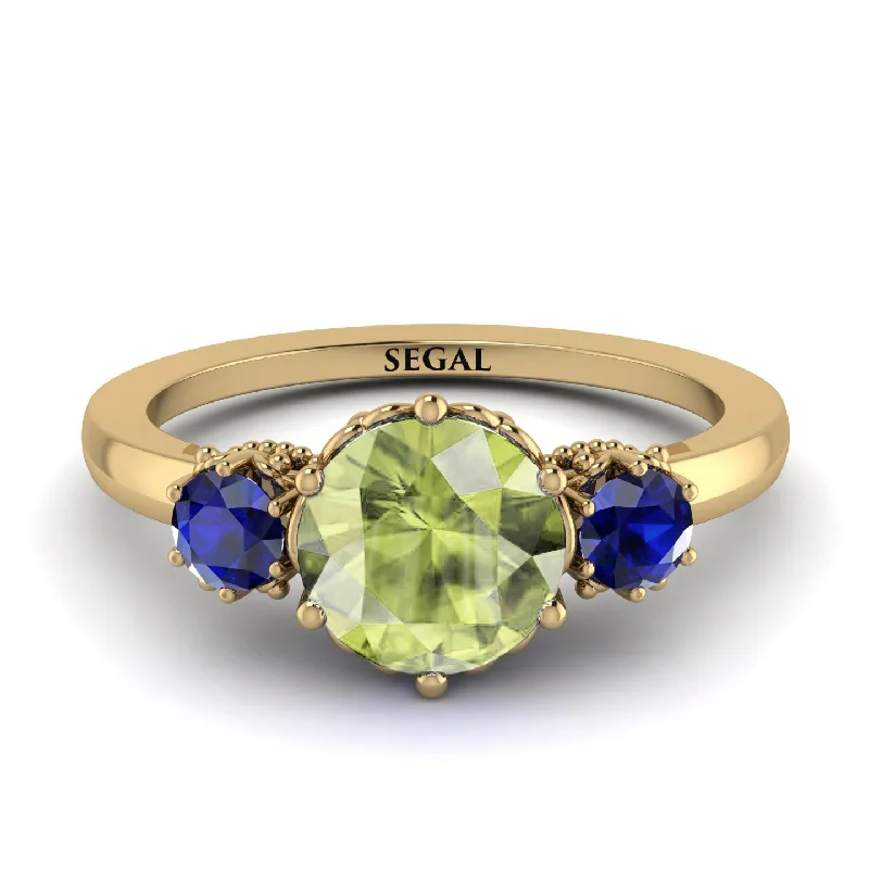 Classic 3 Stone Peridot Engagement Ring - Sofia No. 713