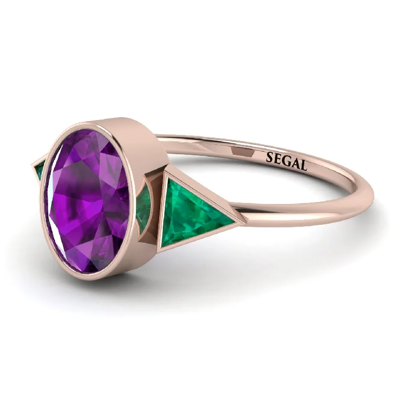 Geometrical Bezel Amethyst Ring - Trinity No. 305