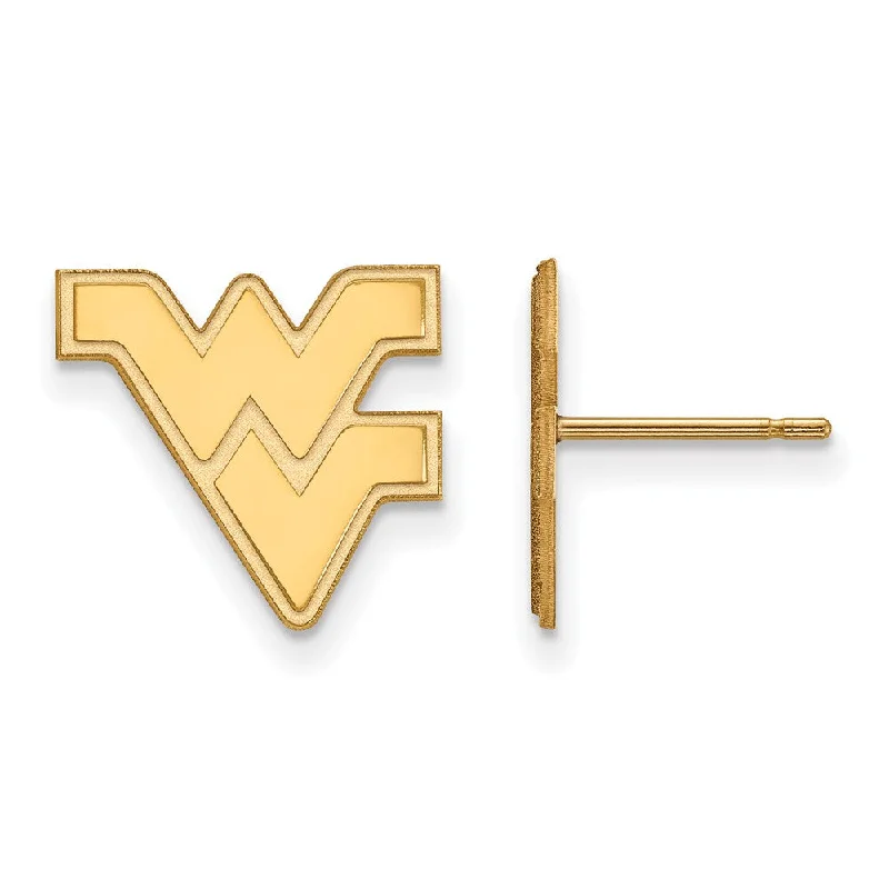 Chunky Gold Hoop Earrings-14k Gold Plated Silver West Virginia University Post Earrings