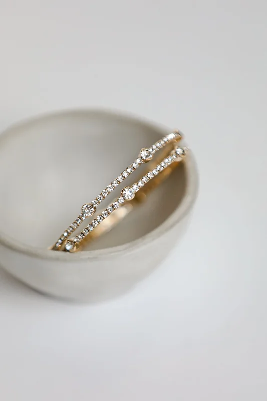 Heavy Silver Bangles-Alexandra Gold Rhinestone Bangle Bracelet