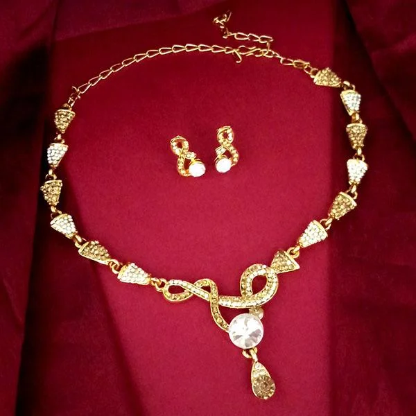 Layered Gold Necklace-Kriaa Gold Plated Austrian Stone Necklace Set