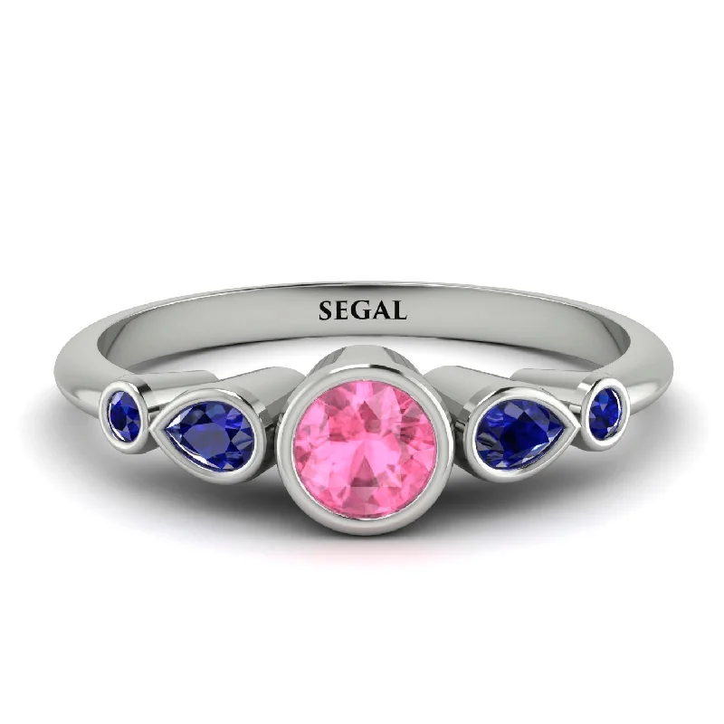 Bezel Symmetrical Pink Moissanite Ring - Ivy No. 815