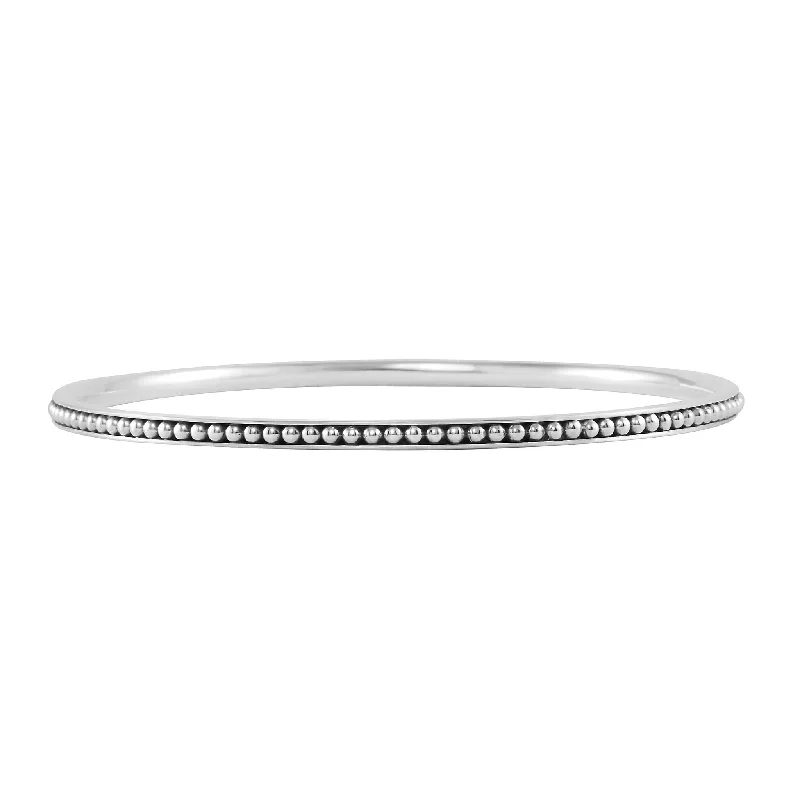 Silver Bangles with Diamonds-Signature Caviar Beaded Bangle