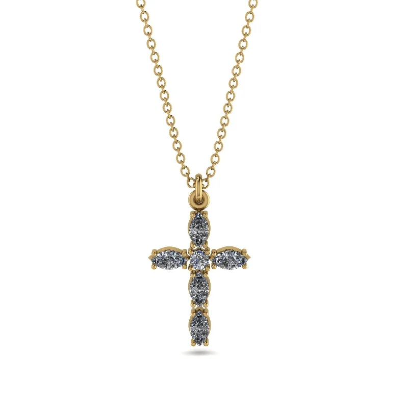 Simple Gemstone Necklace-Luxurious Diamond Cross Necklace - Silas No. 1