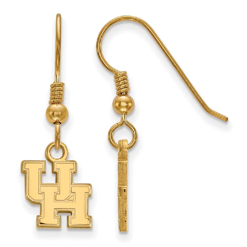 Bridal Wedding Earrings-14k Gold Plated Silver University of Houston XS (Tiny) Dangle Earrings