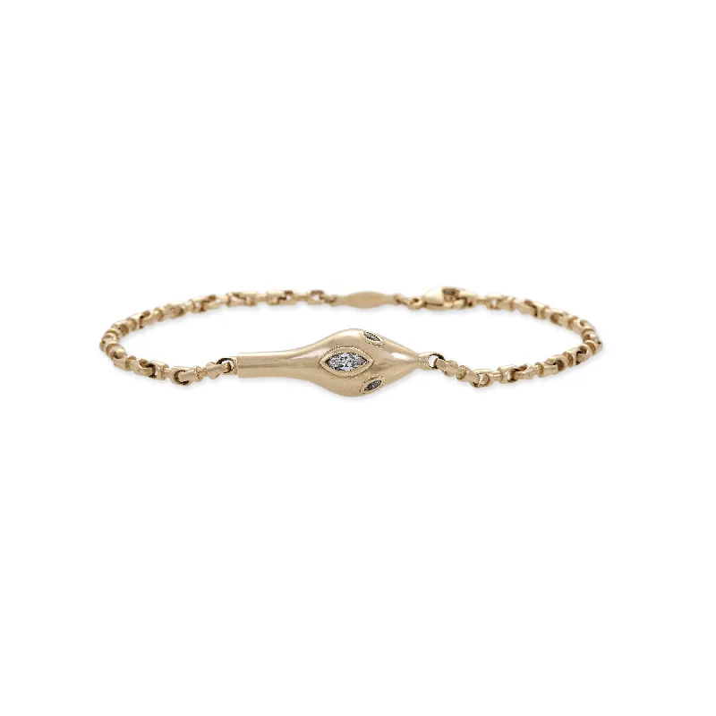 Friendship Bracelets Set-MARQUISE DIAMOND SNAKE HEAD ROLO CHAIN BRACELET