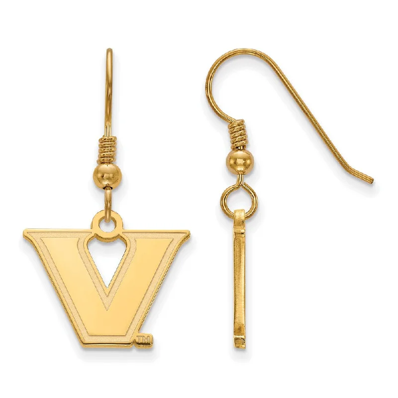 Sterling Silver Earrings-14k Gold Plated Silver Vanderbilt University Dangle Earrings