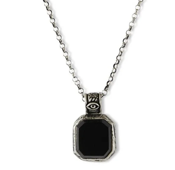 Modern Silver Necklace-Third Eye & Onyx Necklace