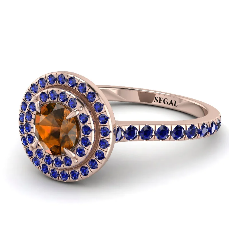 Double Halo Brown Diamond Ring - Zoey No. 1114