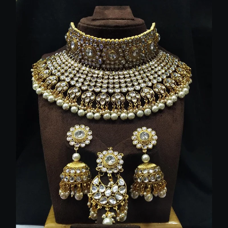 Multi-Strand Necklace-Manisha Jewellery Kundan Stone Gold Plated Necklace Set