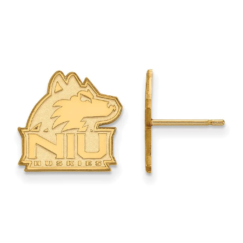 Dainty Silver Earrings-14k Gold Plated Silver Northern Illinois University Post Earring