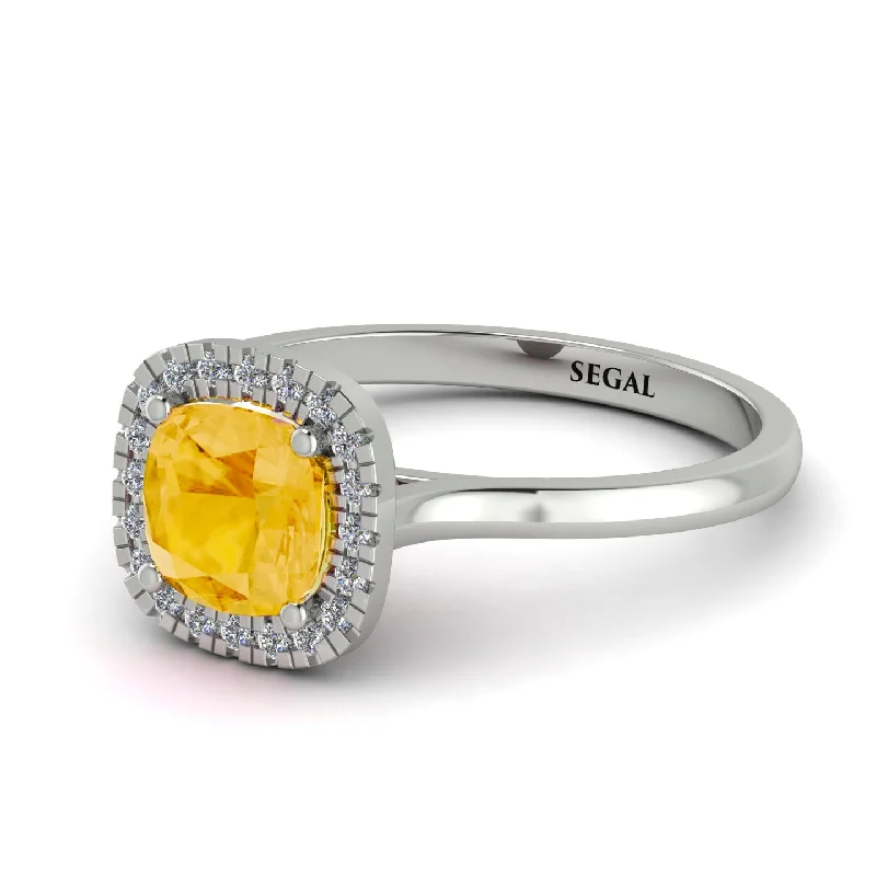 Vintage Classic Halo Cushion Citrine Ring - Skylar No. 603