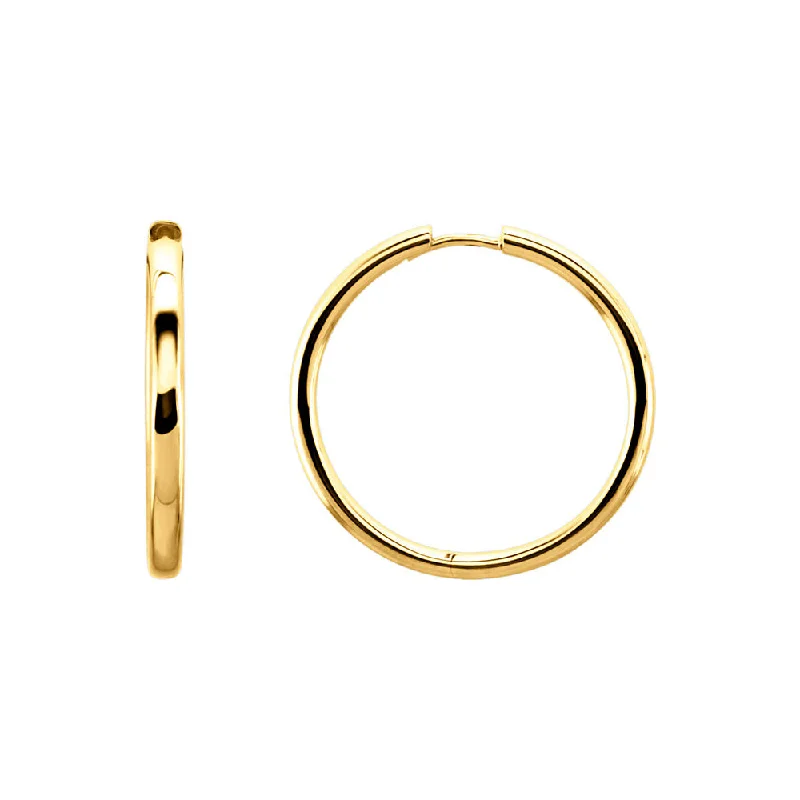 Pear Shaped Earrings-2.6mm Hinged Endless Round Hoop Earrings in 14k Yellow Gold, 29mm