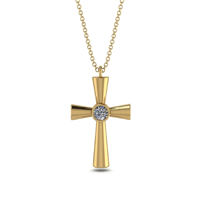 Simple Chain Necklace-Minimalist Diamond Cross Necklace - Philip No. 1