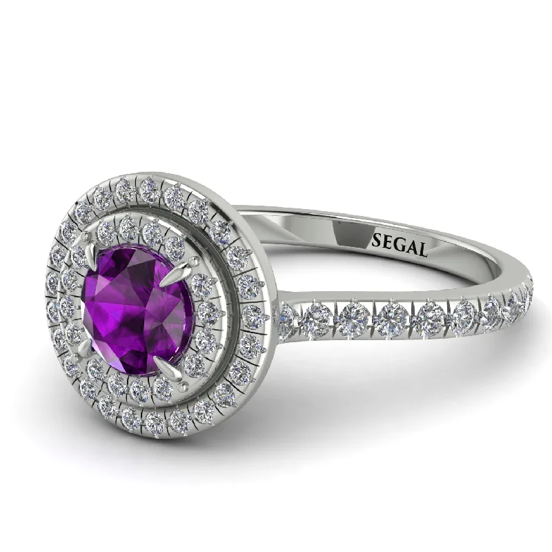 Double Halo Amethyst Ring - Zoey No. 303