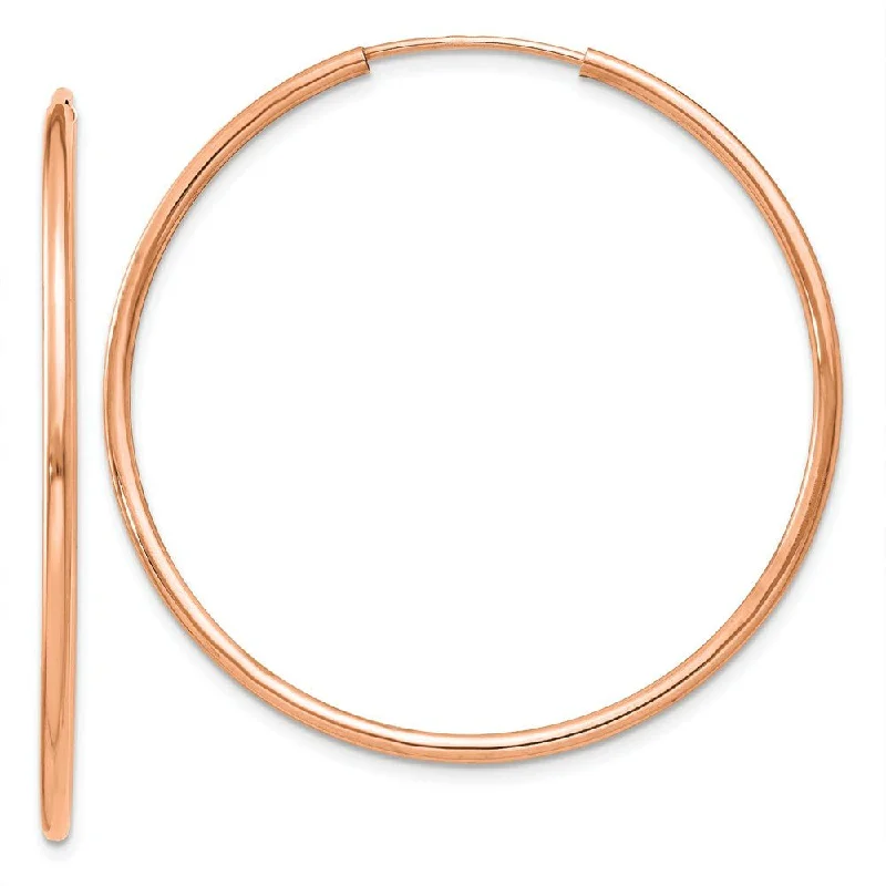 Bridal Earrings Set-1.5mm x 38mm 14k Rose Gold Polished Endless Tube Hoop Earrings