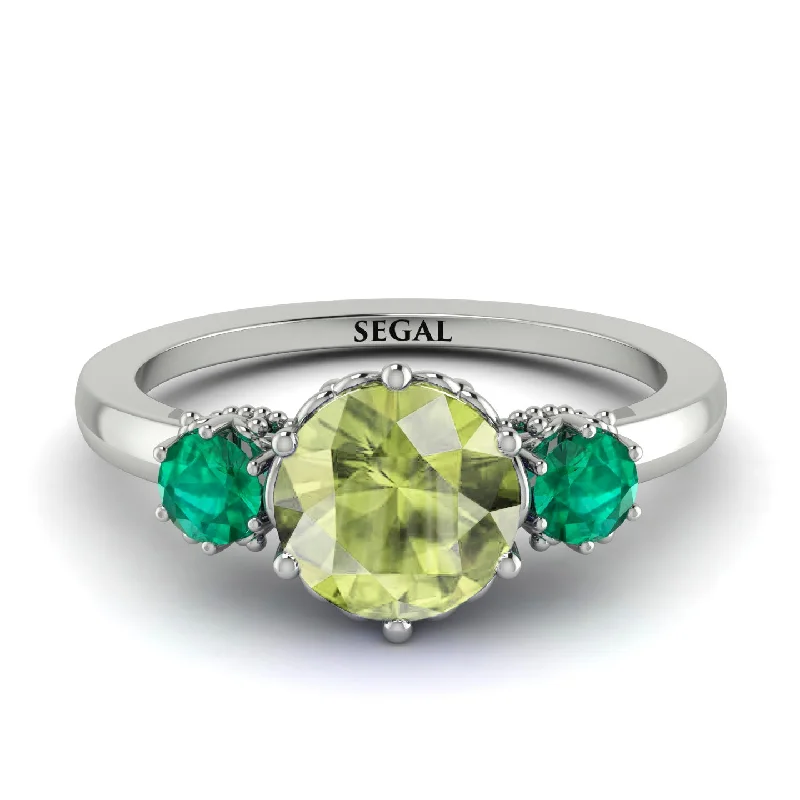 Classic 3 Stone Peridot Engagement Ring - Sofia No. 706