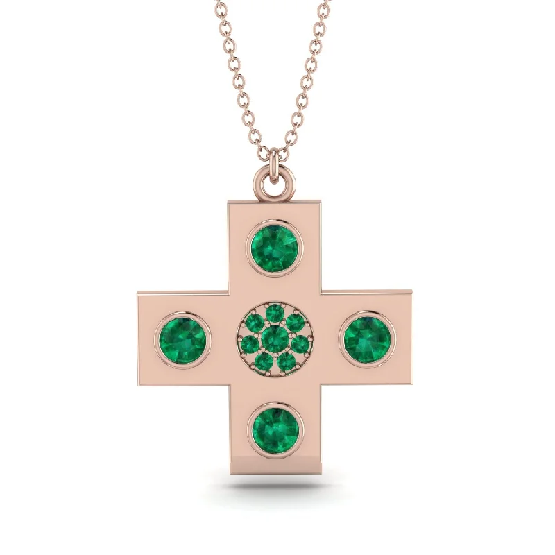 Luxury Diamond Necklace-Equilateral Emerald Cross Necklace - Jayce No. 5