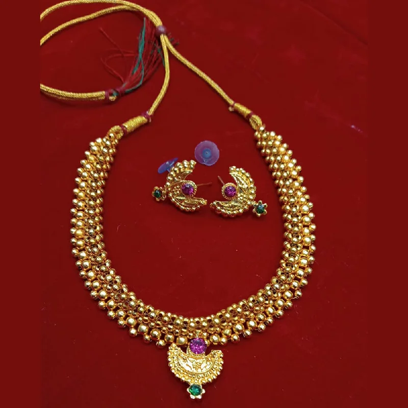 Vintage Crystal Necklace-Manisha Jewellery Gold Plated Necklace Set