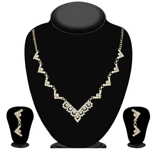 Classy Silver Necklace-Eugenia Zinc Alloy Gold Plated Austrian Stone Necklace Set - 1104310