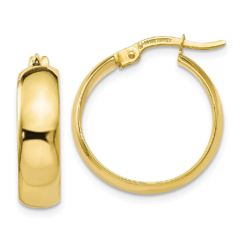 Wedding Diamond Earrings-4.5mm Polished Round Hoop Earrings 10k Yellow Gold, 18mm (11/16 Inch)