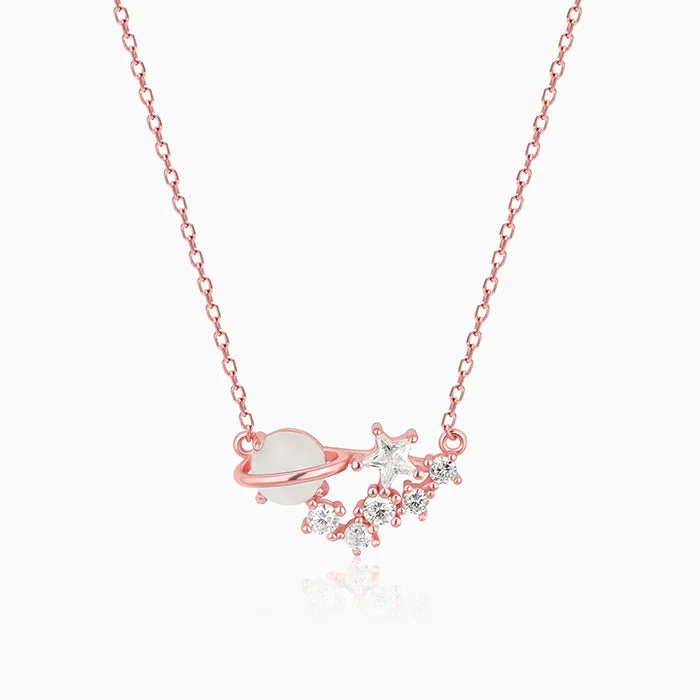 Crystal Pendant Necklace-Rose Gold Celestial Love Necklace