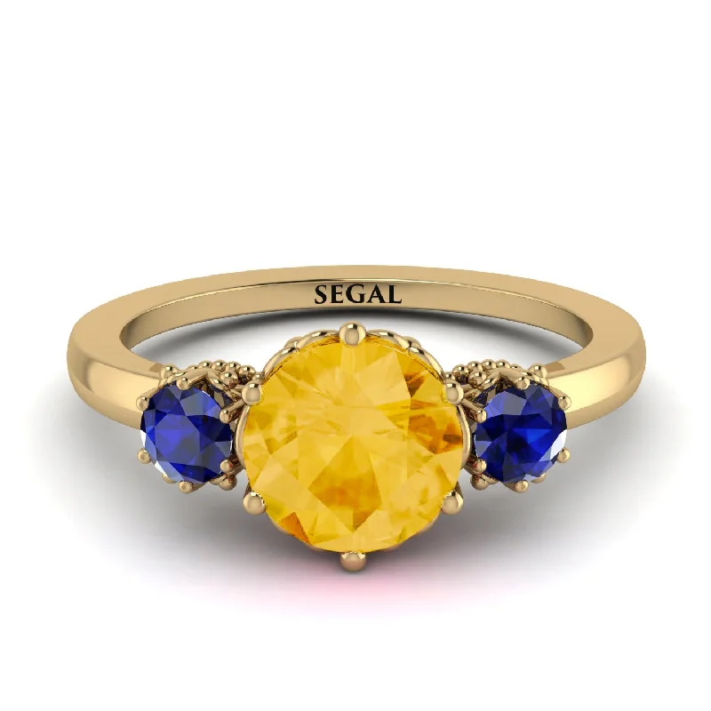 Classic 3 Stone Citrine Engagement Ring - Sofia No. 613