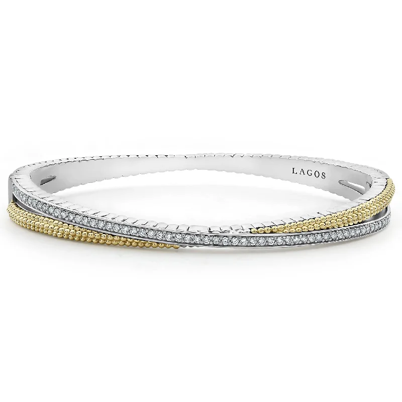 Gemstone-Studded Bangles-Caviar Lux 18K Gold Caviar and Diamond Bangle